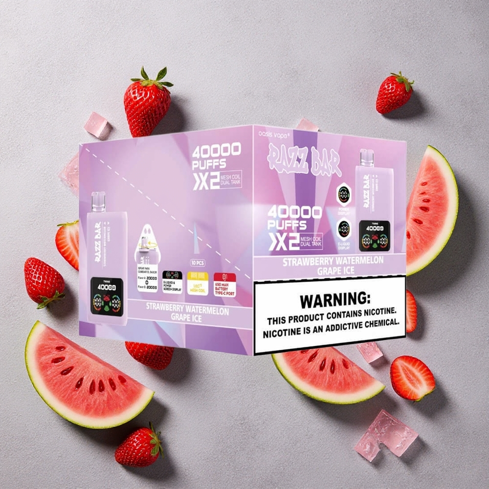 Razz Bar 40000 Puffs Fraise Pastèque_Givre de Raisin Affichage Écran Puissance