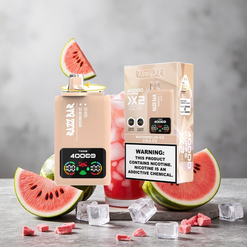 Razz Bar 40000 Puffs Pastèque Glacée_Cola Glacé Écran d'Alimentation et Batterie 650 Mah
