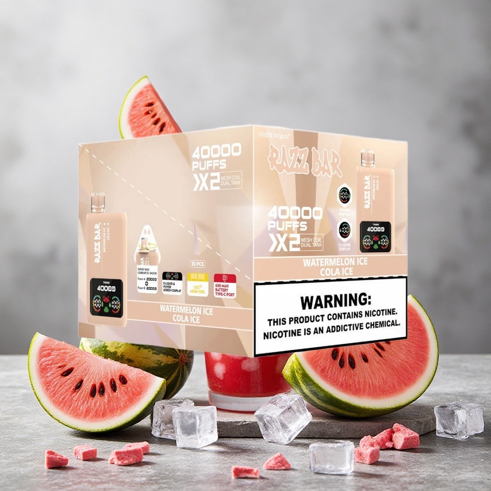 Razz Bar 40000 Puffs Pastèque Glacée_Cola Glacé Écran d'Alimentation et Batterie 650 Mah