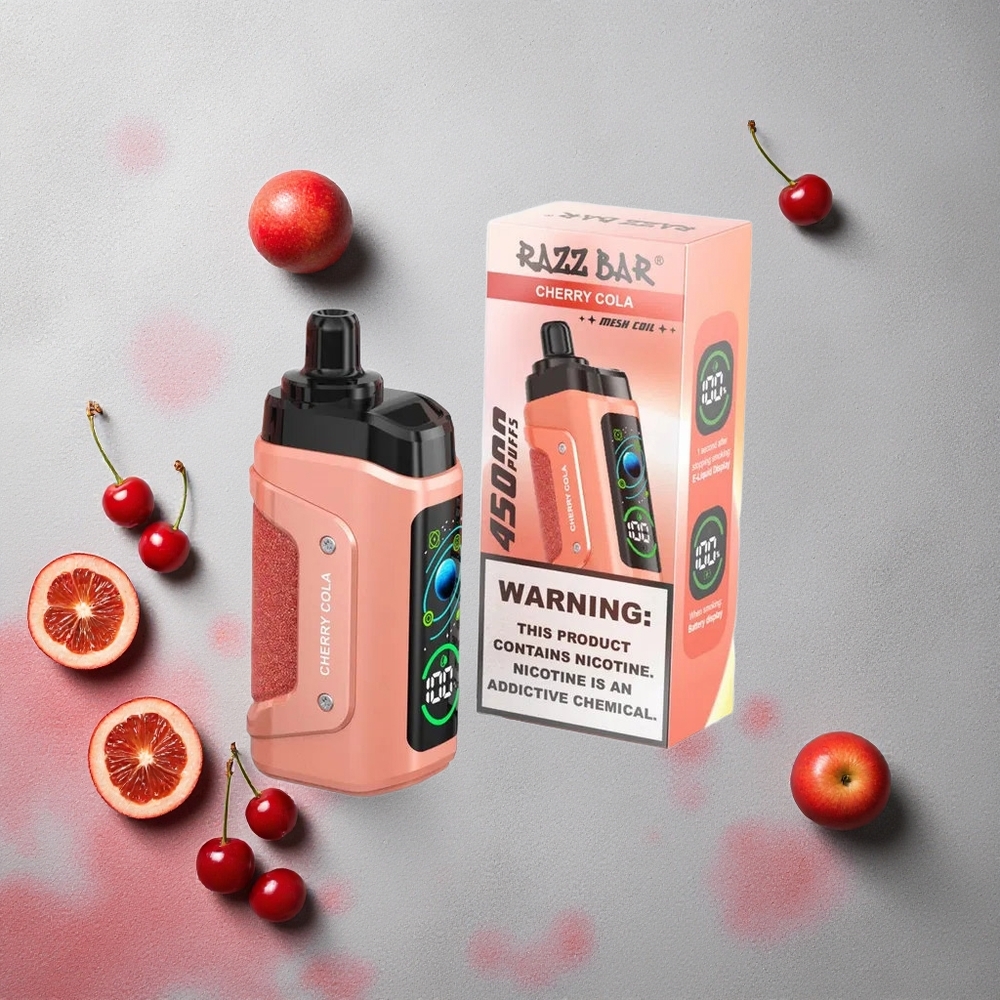 Razz Bar 45000 Puffs Cerise Cola Vape Jetable Bobine Mesh 1.0 Ohm