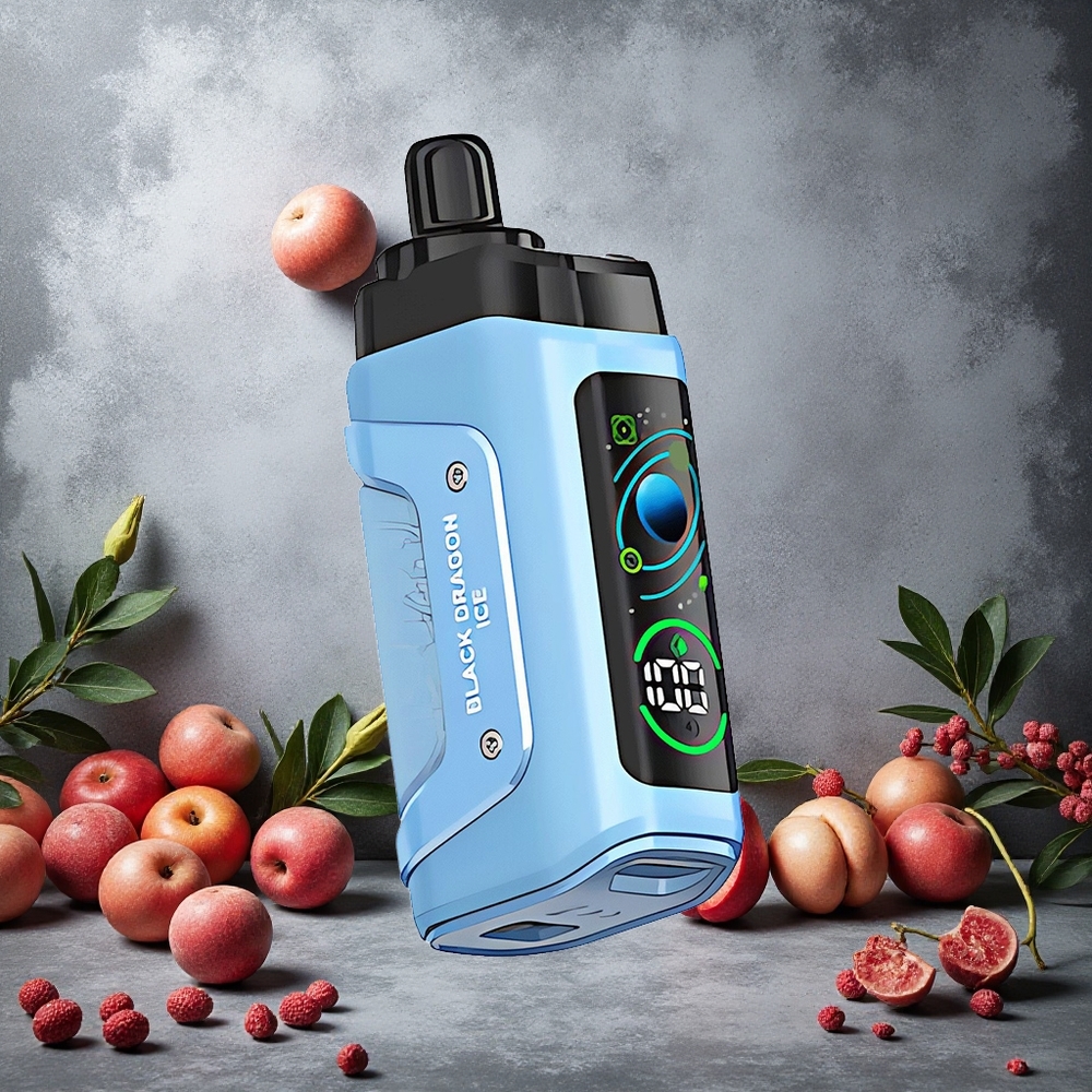 Razz Bar 45000 Puffs Dragon Noir Glace et Framboise avec Bobine Mesh 1.0 Ohm et Airflow Réglable