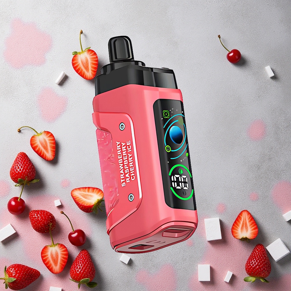Razz Bar 45000 Puffs Fraise Cerise Glace Vape Jetable avec Bobine Mesh 1.0 Ohm et Flux d'Air Réglable