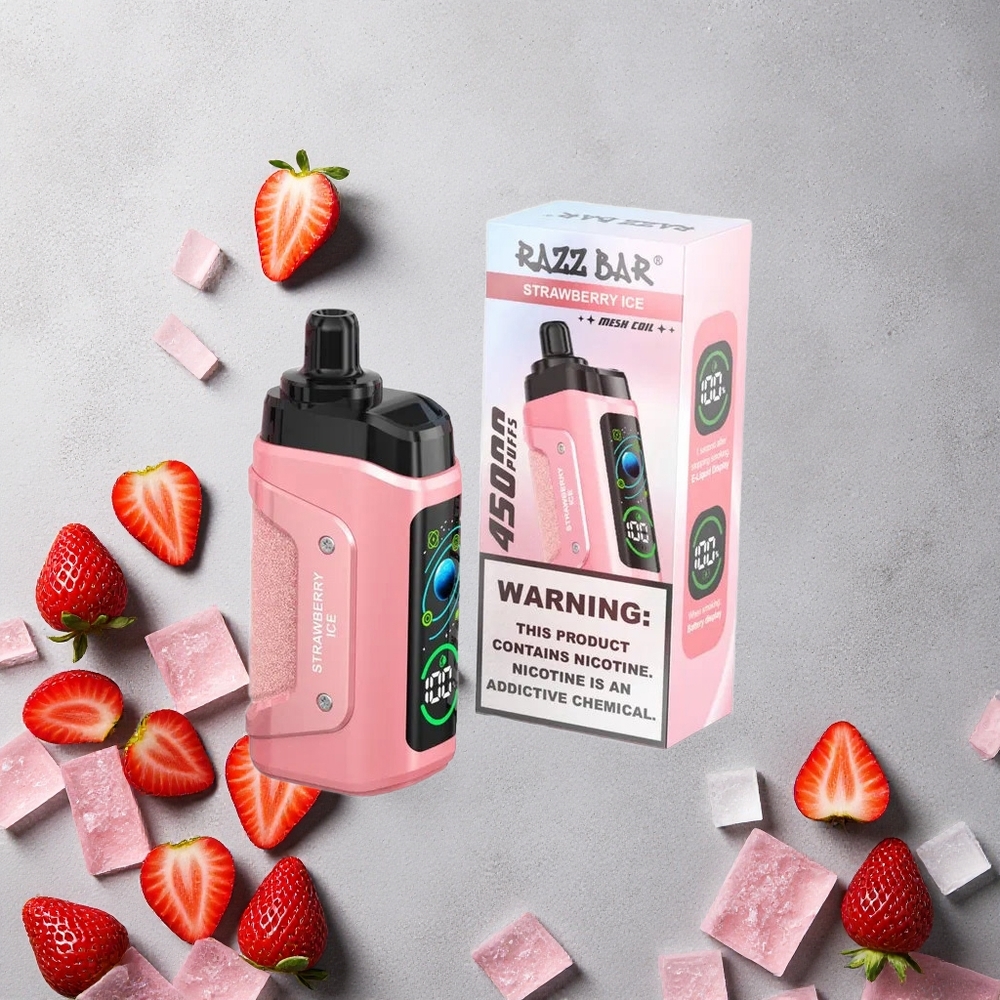 Razz Bar 45000 Puffs Fraise Glacée avec Bobine Mesh 1.0 Ohm