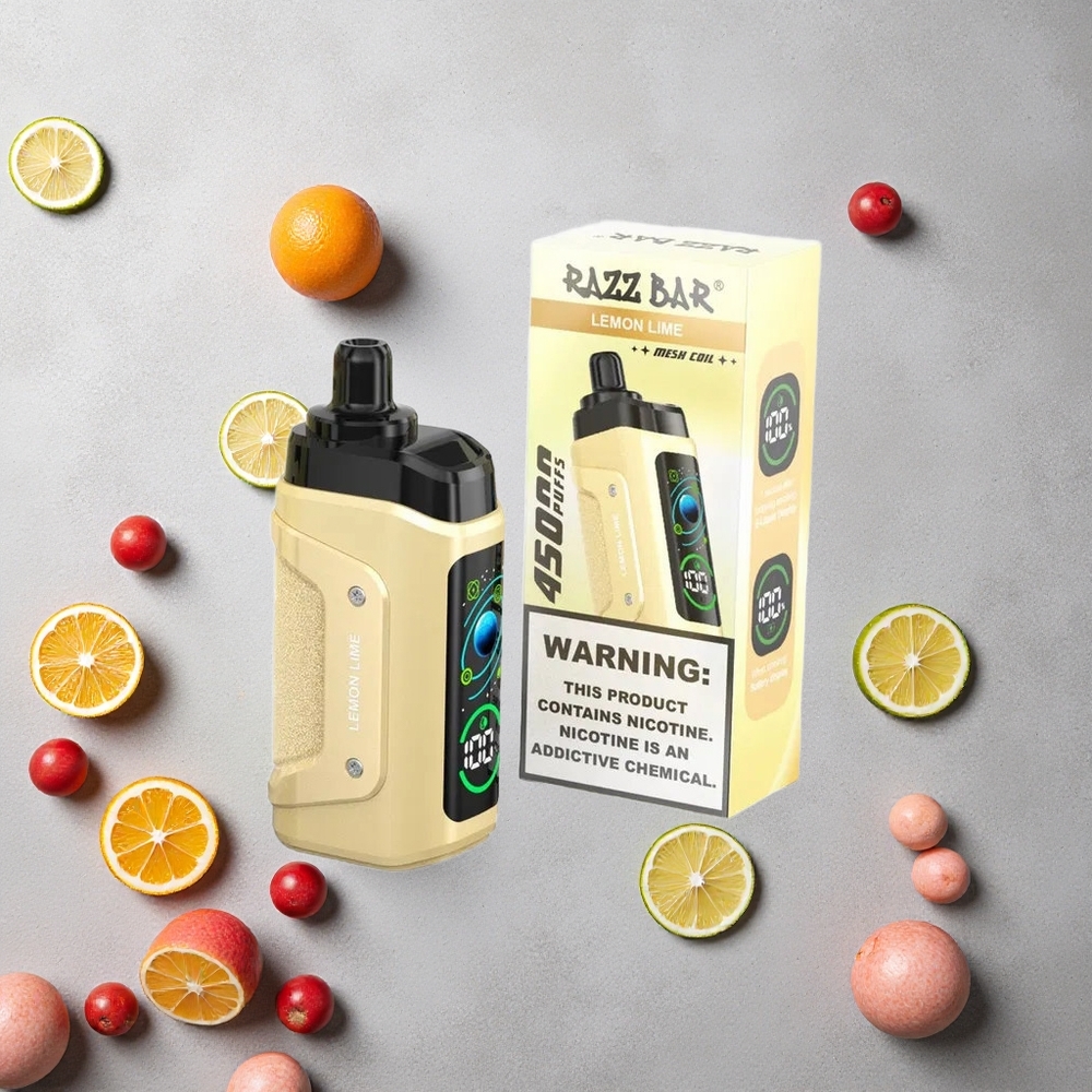 Razz Bar 45000 Puffs Vape Jetable Citron Vert et Framboise avec Bobine Mesh 1.0 Ohm et Flux d'Air Réglable