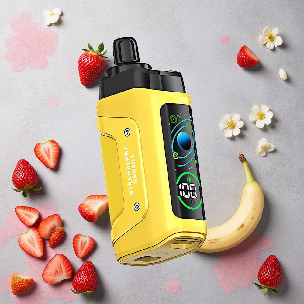 Razz Bar 45000 Puffs Vape Jetable Fraise Banane avec Bobine Mesh 1.0 Ohm et Airflow Réglable
