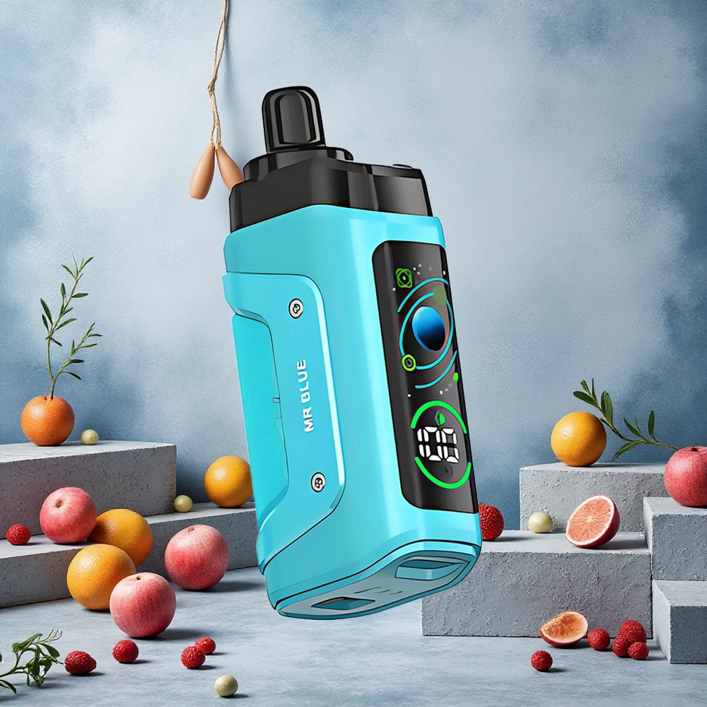 Razz Bar 45000 Puffs Vape Jetable Mr Bleu avec Bobine Mesh 1,0 Ohm et Flux d'Air Réglable