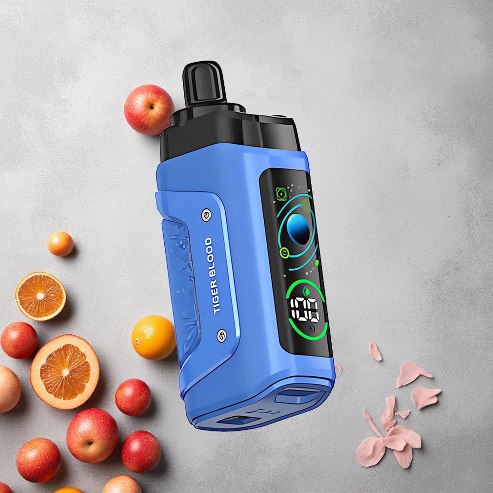 Razz Bar 45000 Puffs Vape Jetable Sang de Tigre et Framboise avec Bobine Mesh 1,0 Ohm et Batterie 650 Mah Rechargeable Type-C