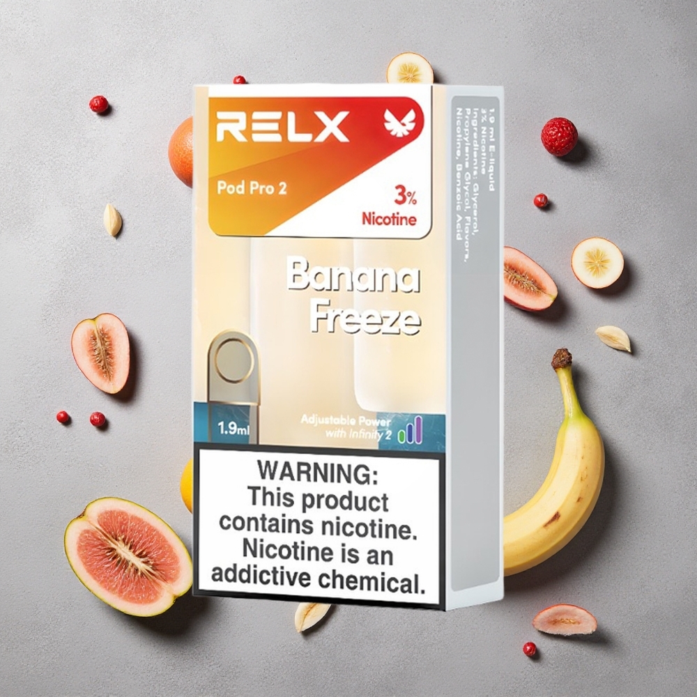 RELX Pod Pro 2 600 Puffs Banane Glacée 1,9ml 3% nicotine 3 modes de tension