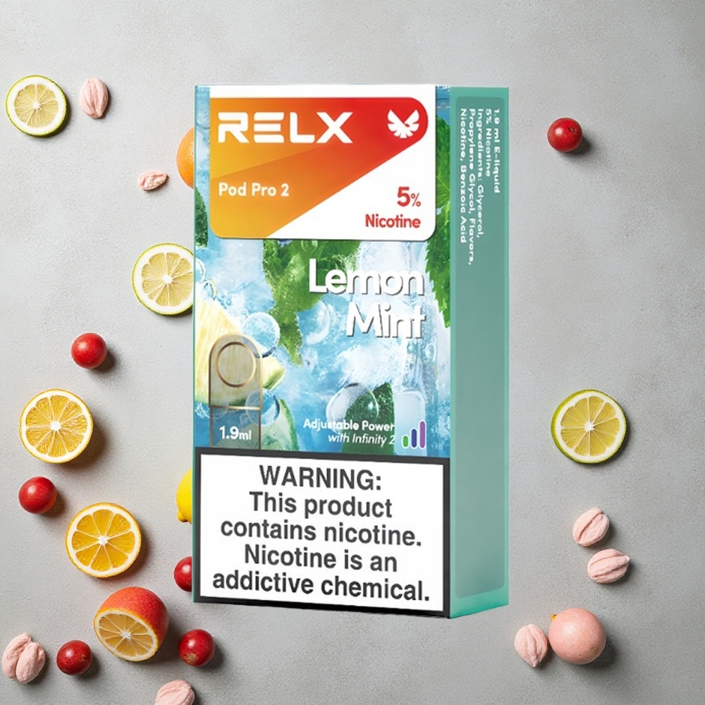 RELX Pod Pro 2 600 Puffs Citron Menthe 5% nicotine 1,9ml 3 modes de tension