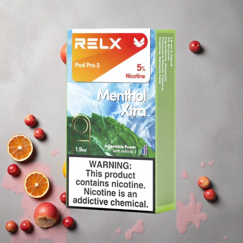 RELX Pod Pro 2 600 Puffs Menthol Xtra – Nicotine 5%, Capacité 1,9ml