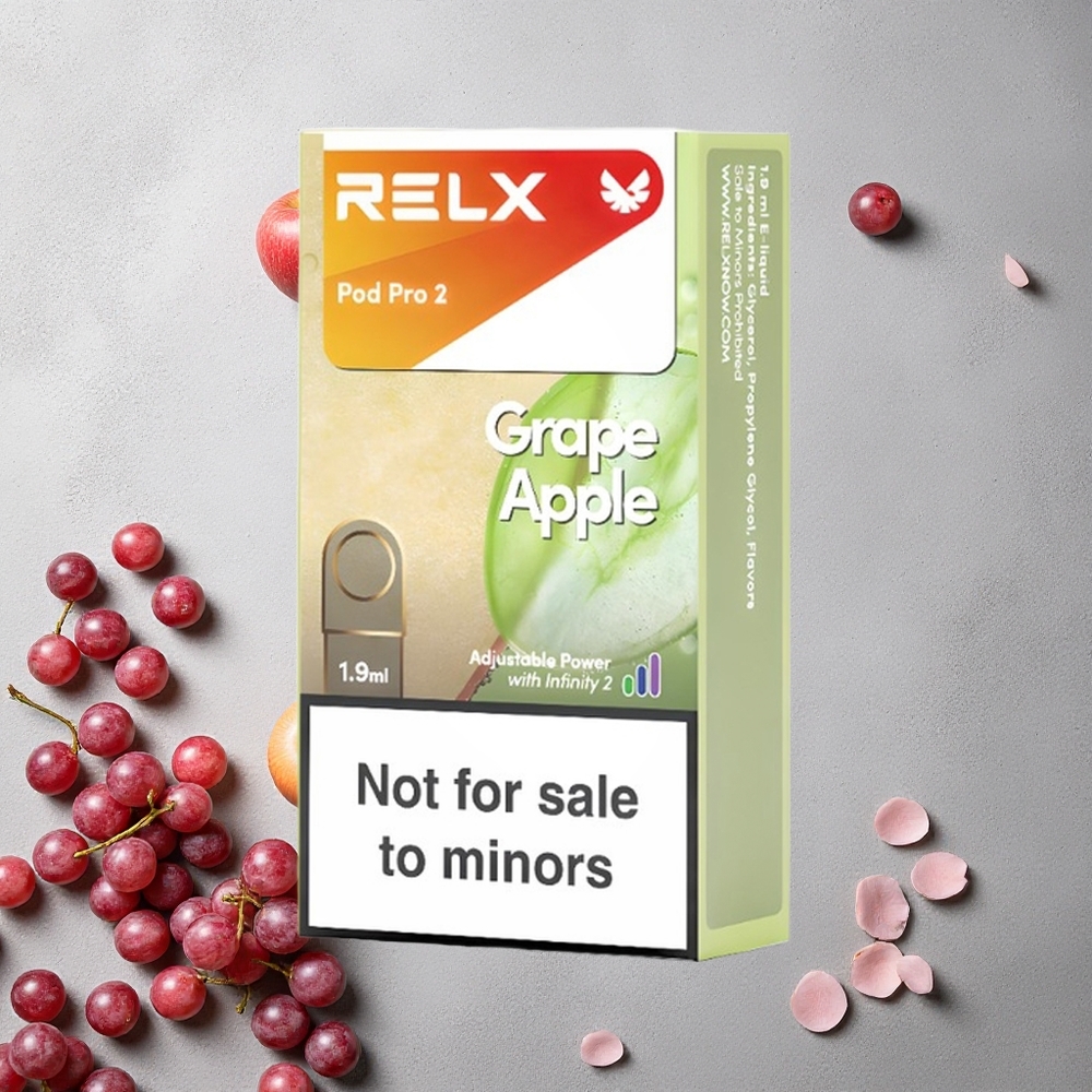 RELX Pod Pro 2 600 Puffs Raisin Pomme Sans Nicotine 1,9ml