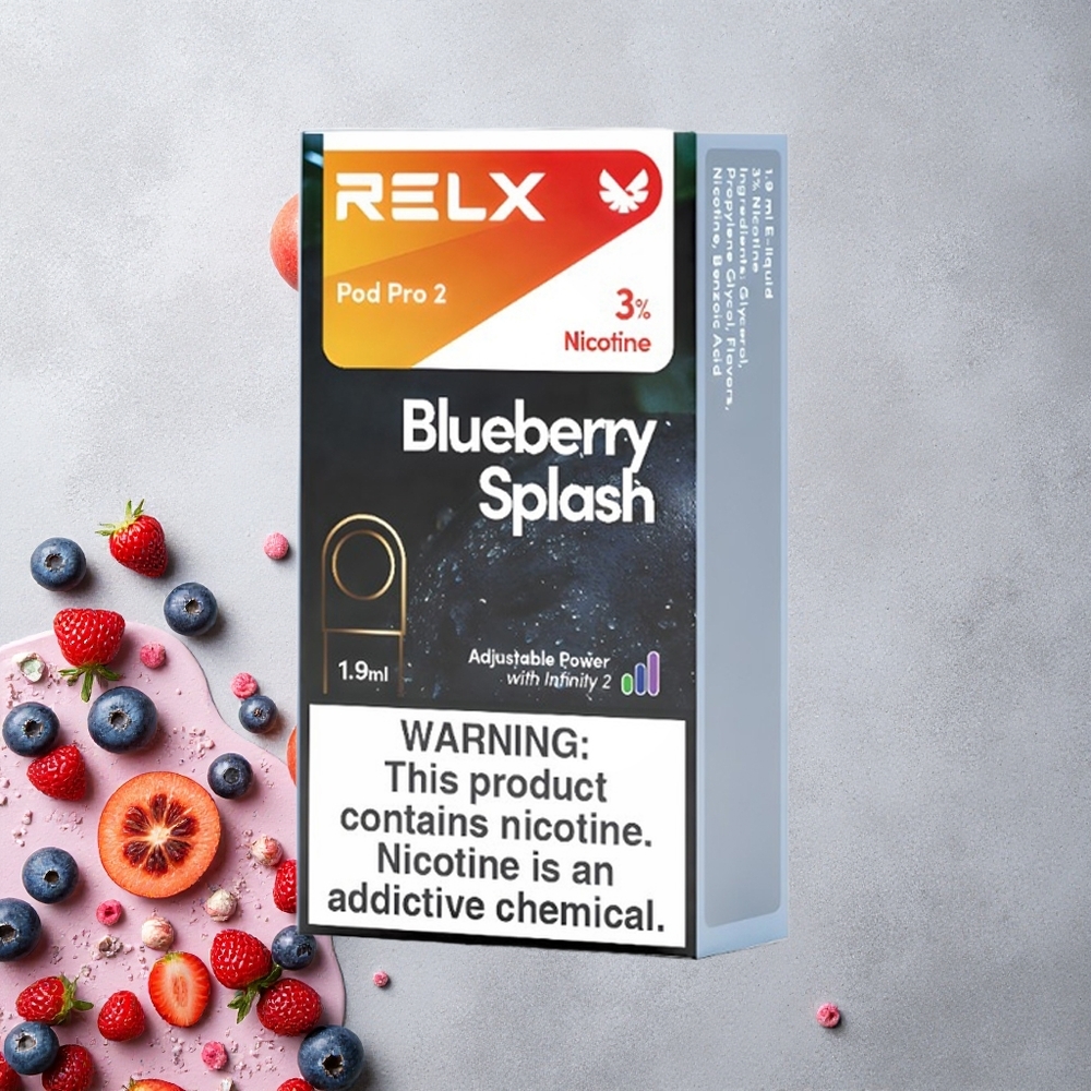 RELX Pod Pro 2 600 Puffs Éclat de Myrtille 3% nicotine 1,9ml Eco/Smooth/Boost Mode