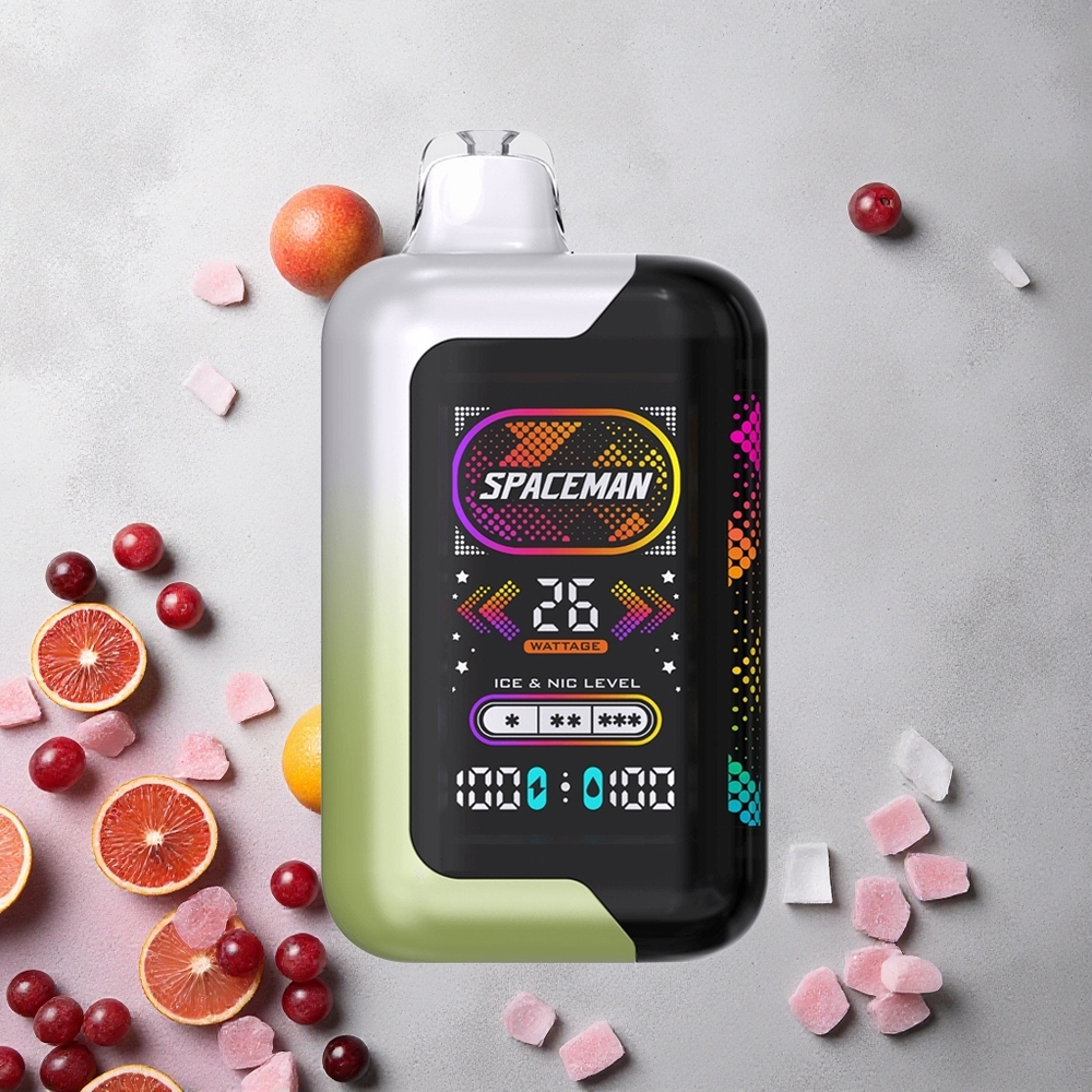 SMOK SPACEMAN SP40000 Vape Jetable Raisin Blanc Glacé avec 40000 Puffs et Écran LED 2,28" Ultra-Large